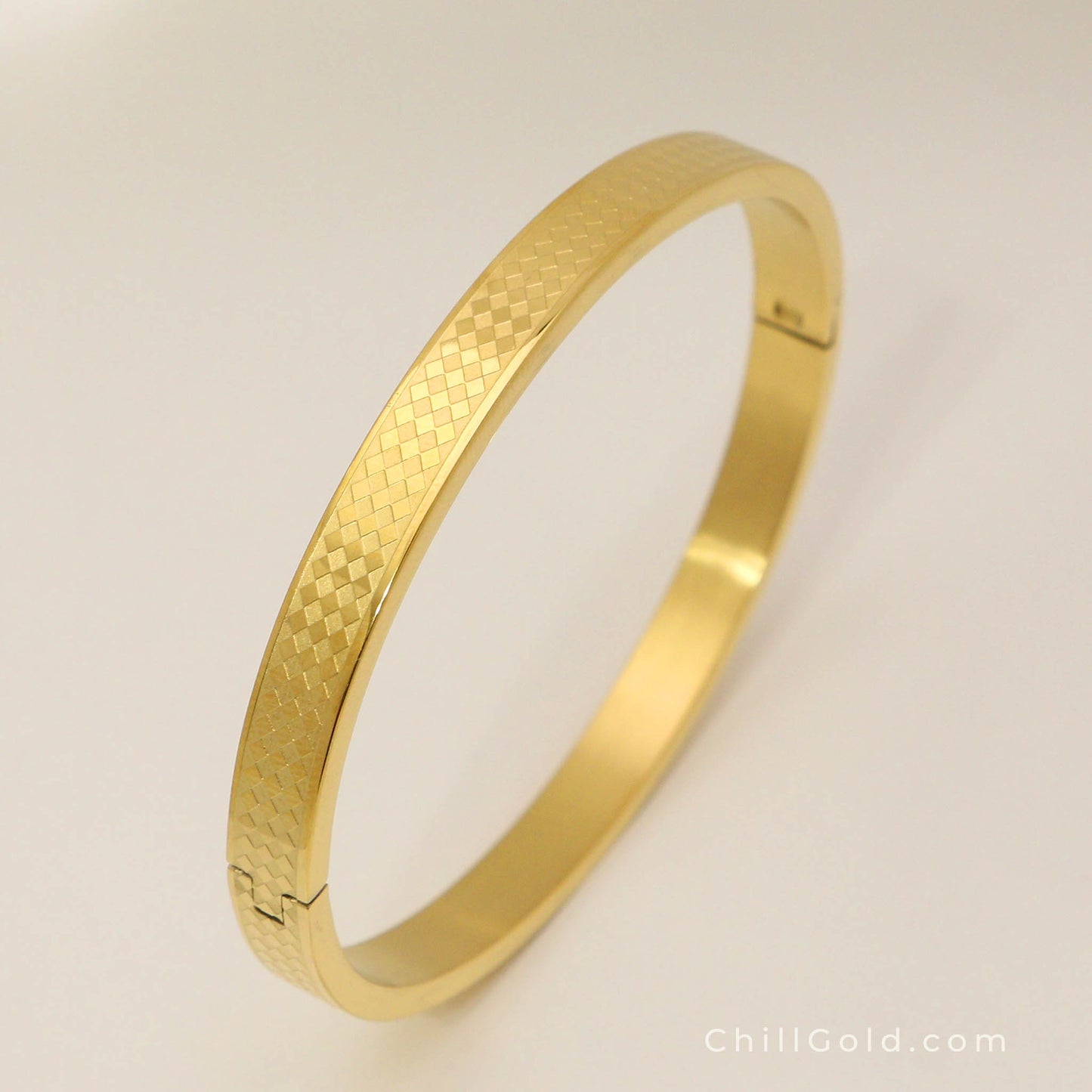 Golden Rhombus Carved Bangle