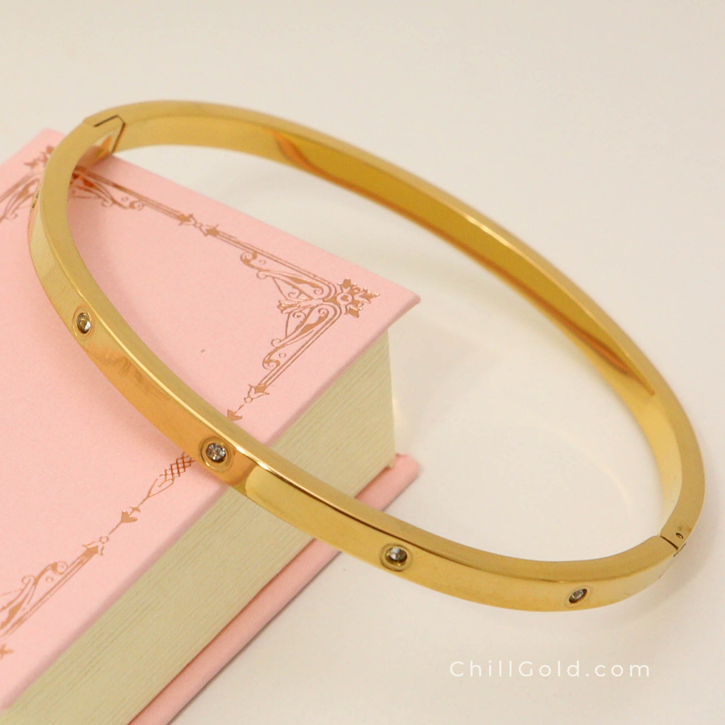 Real 18K Gold Plated Rhinestone Bangle