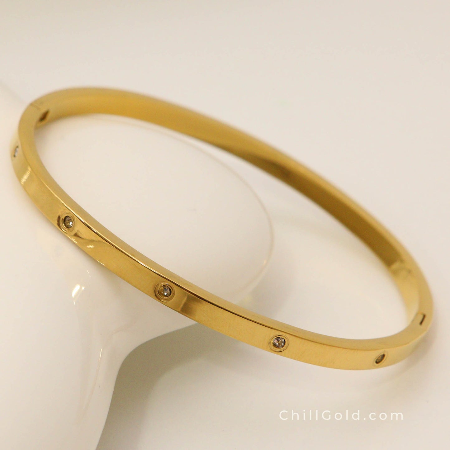 Real 18K Gold Plated Rhinestone Bangle