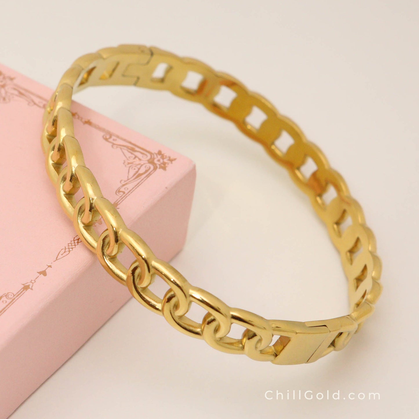 Golden Links Hinged Bangle