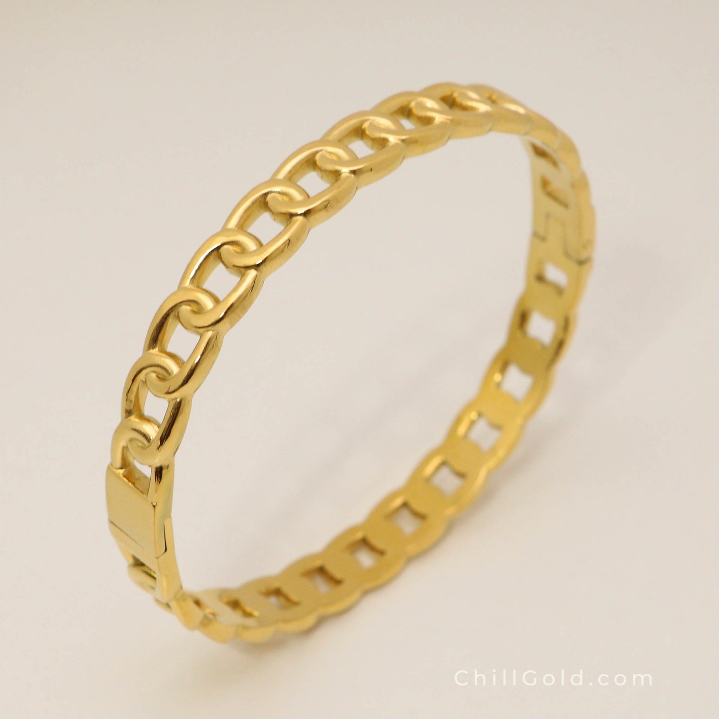Golden Links Hinged Bangle