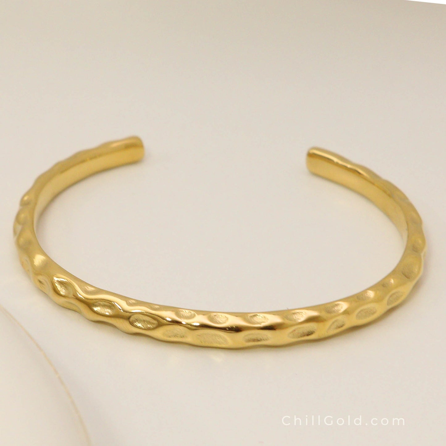 Artisan Stackable Hammered Gold Plated Bangle