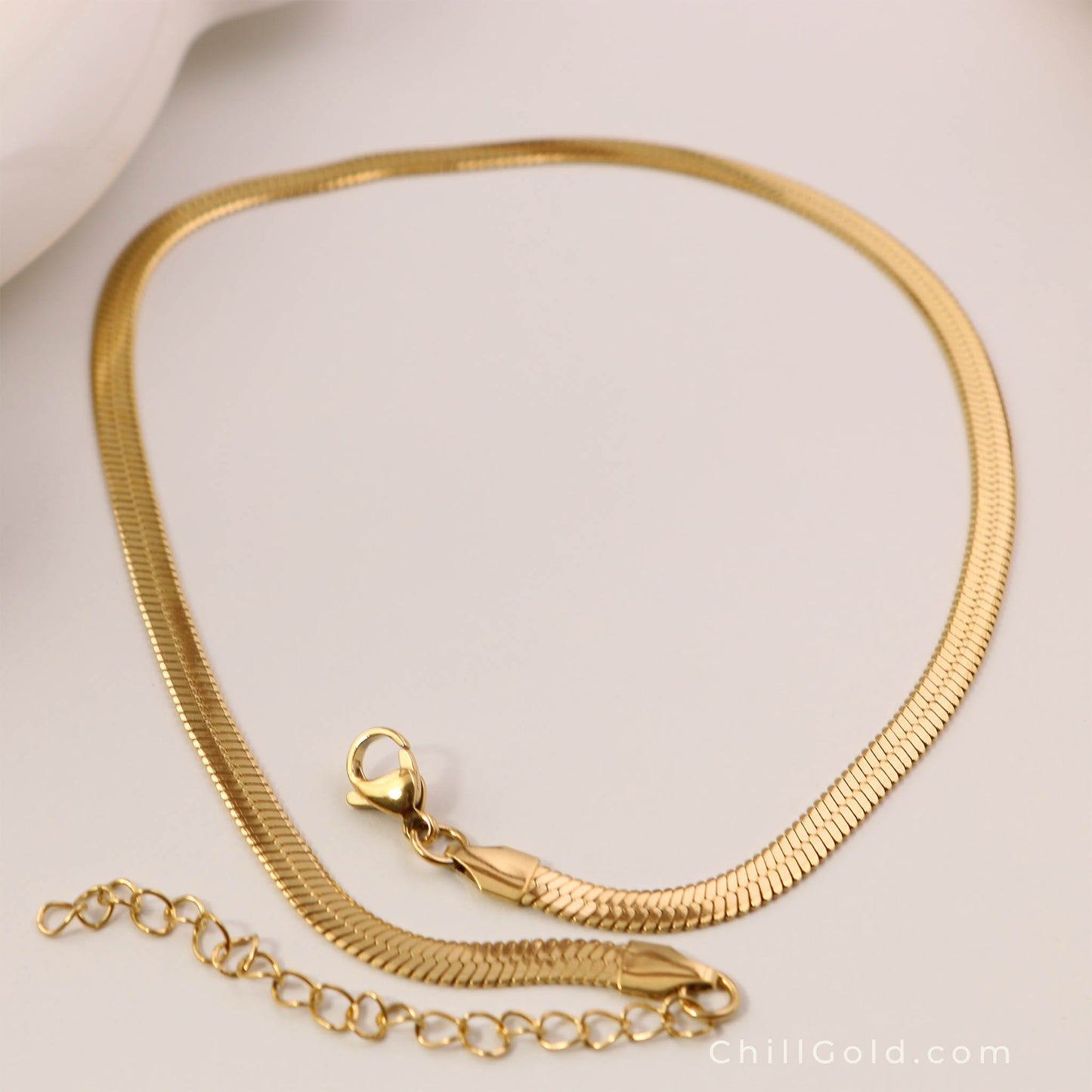 18K Gold Plated Herringbone Chain Necklace