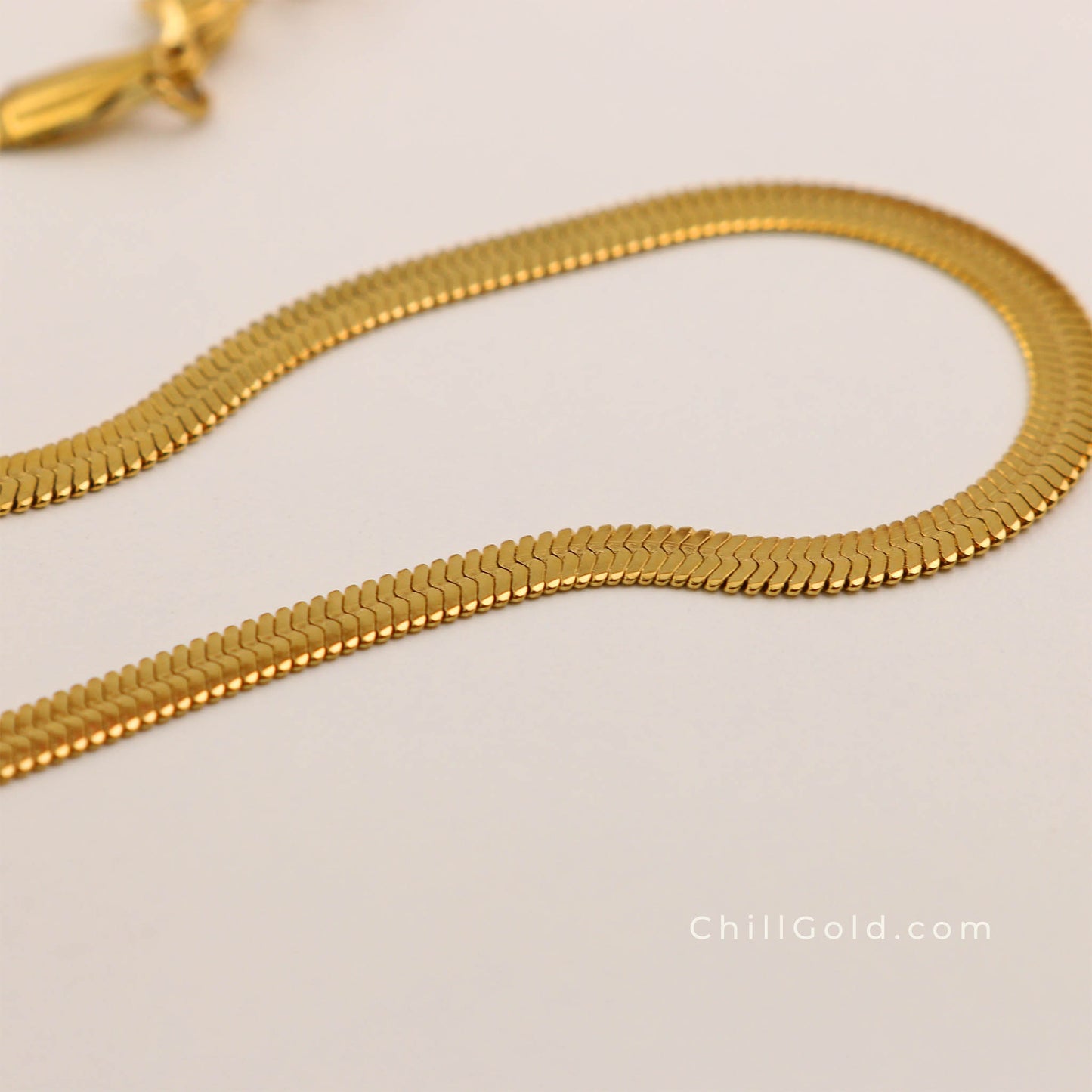 18K Gold Plated Herringbone Chain Necklace
