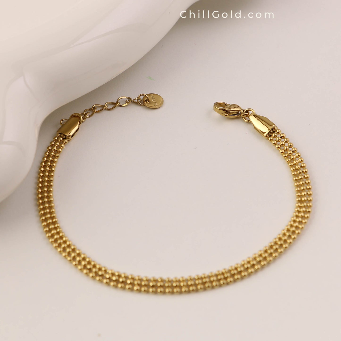 Triple Layered Gold Beaded Bracelet