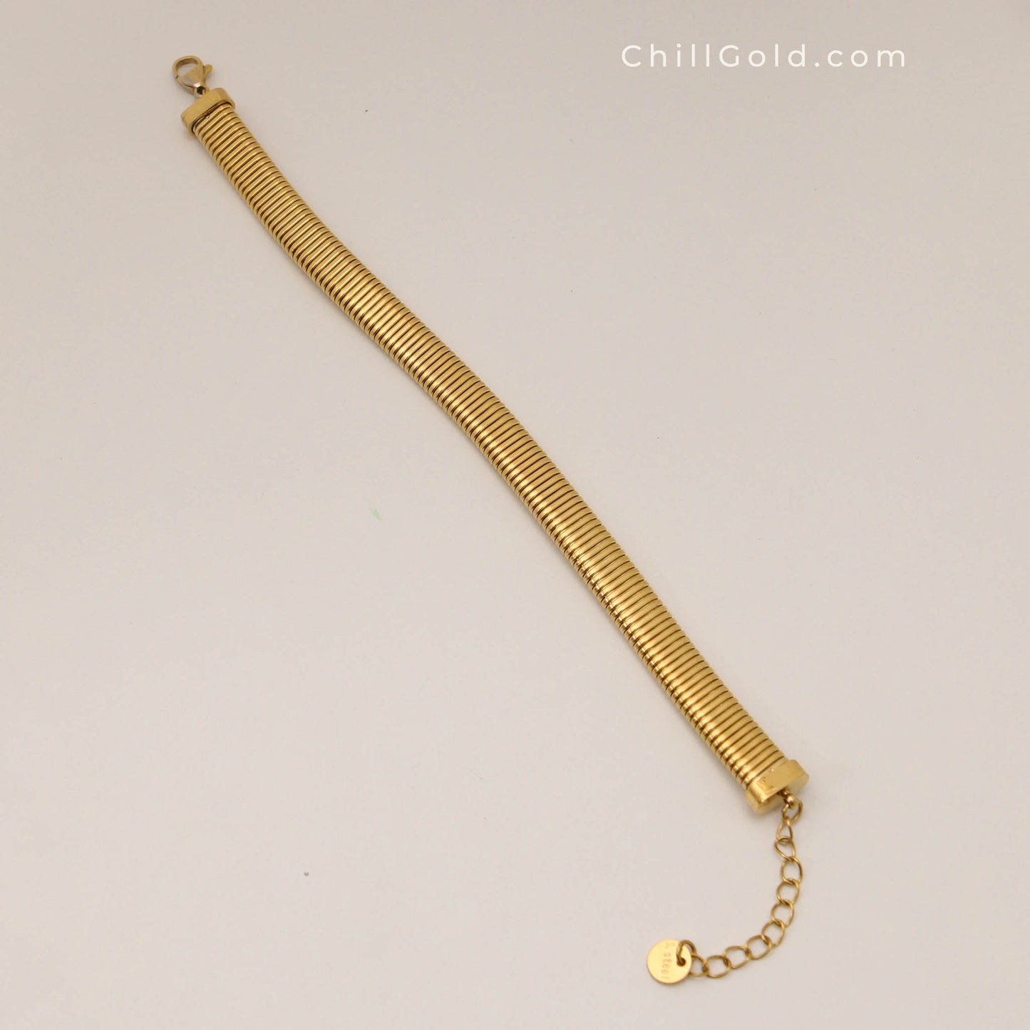 Elegant Gold Plated Wide Watchband Style Bracelet
