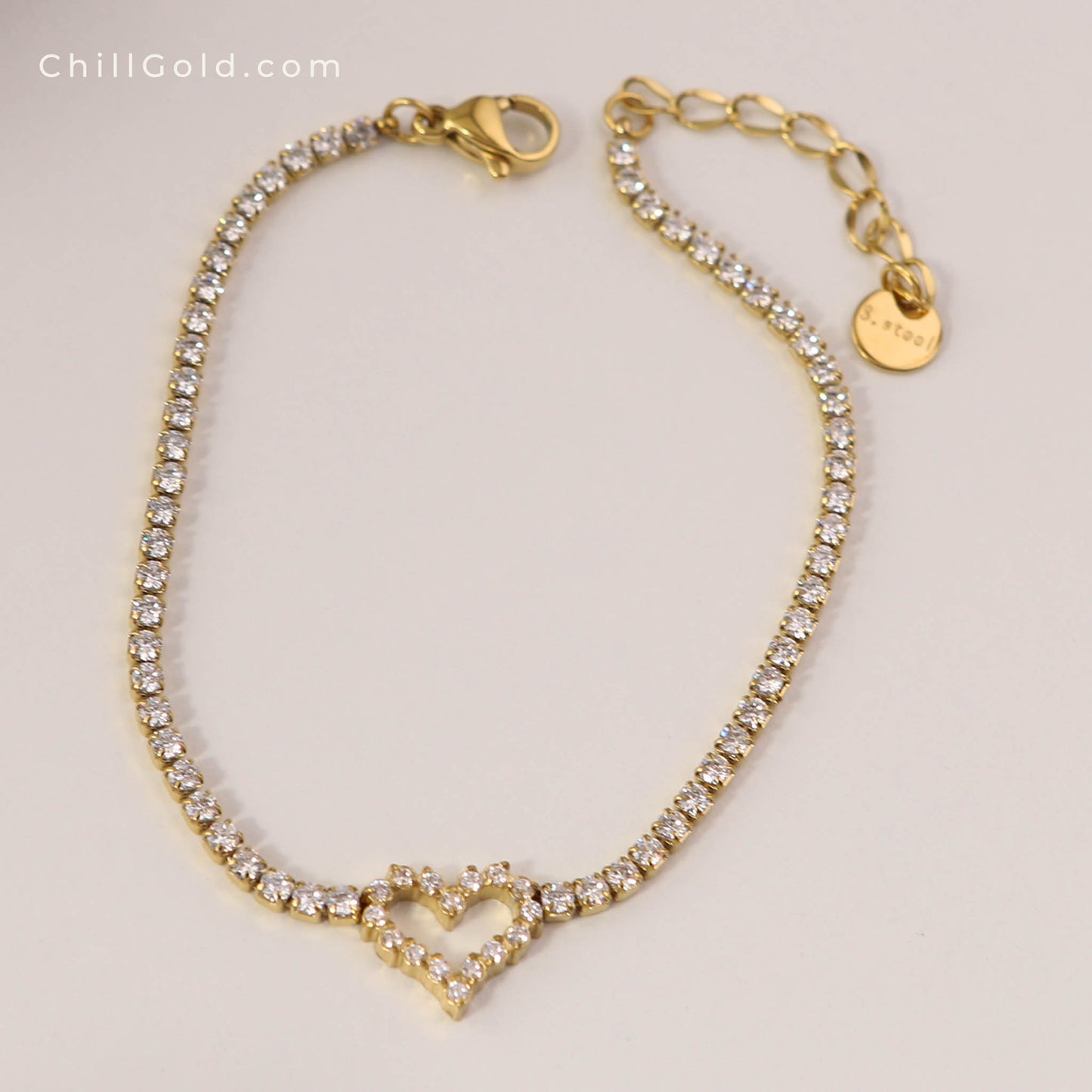 Gold Plated Heart Charm Bracelet