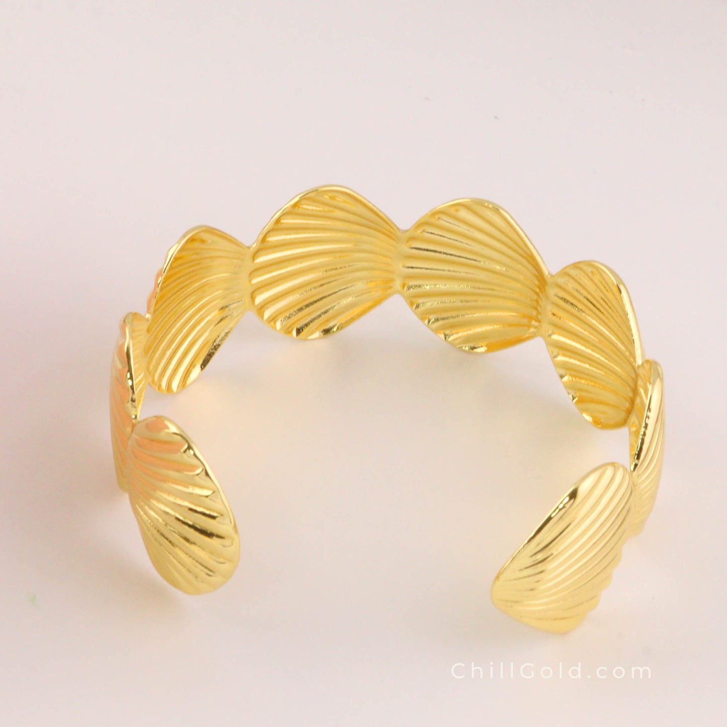 Real 14K Gold Plated Shell Shape Cuff Bangle
