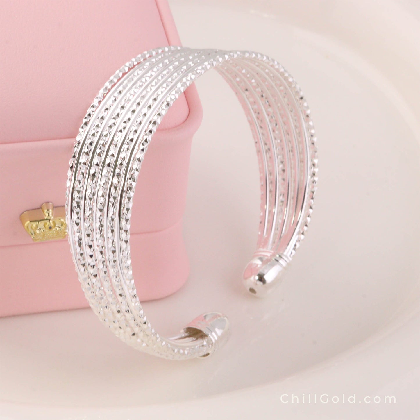Classical Design Silver Brass Cuff Bangle