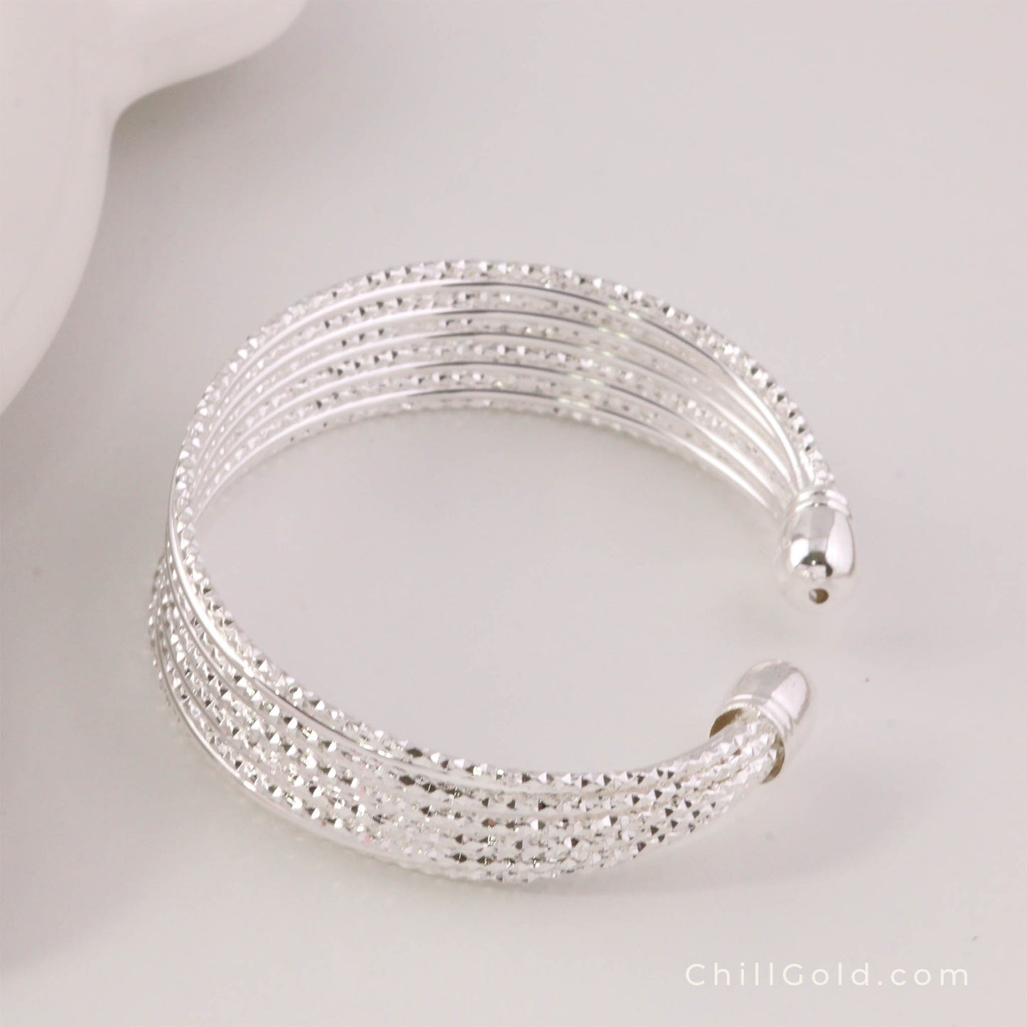 Classical Design Silver Brass Cuff Bangle