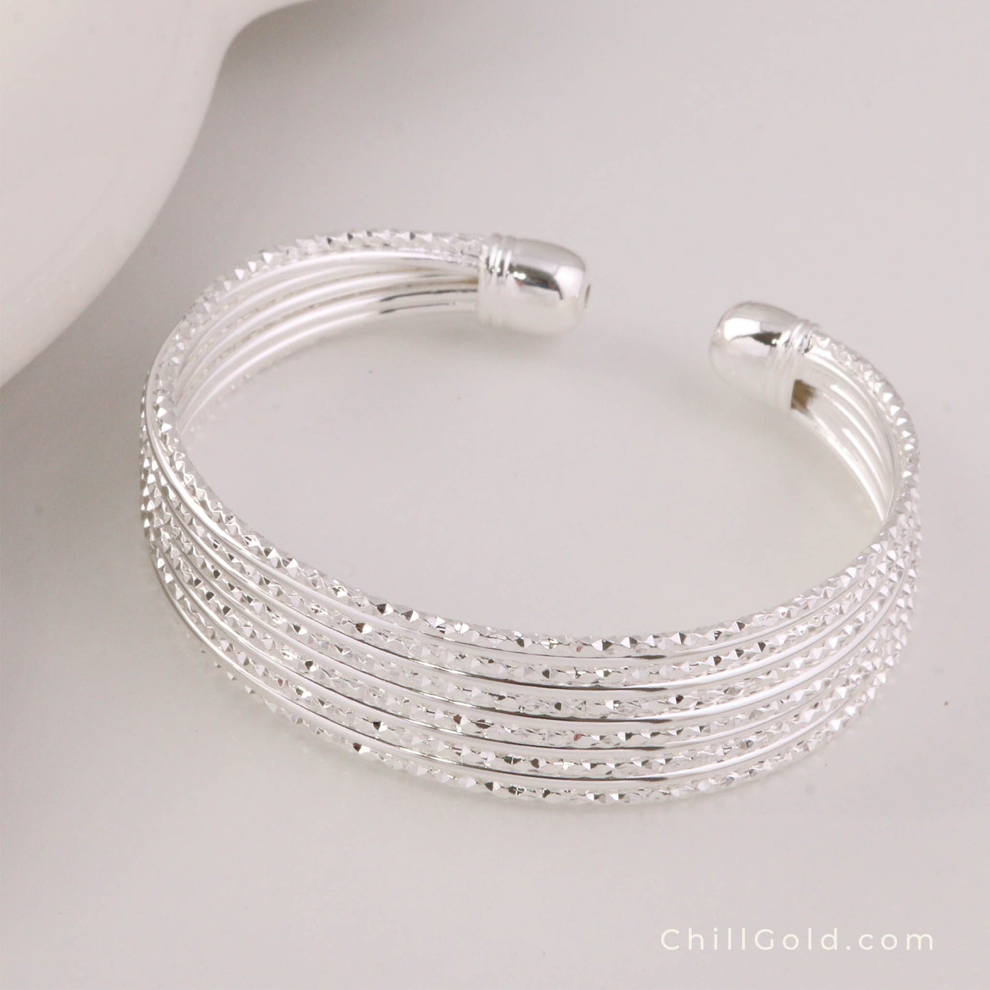 Classical Design Silver Brass Cuff Bangle