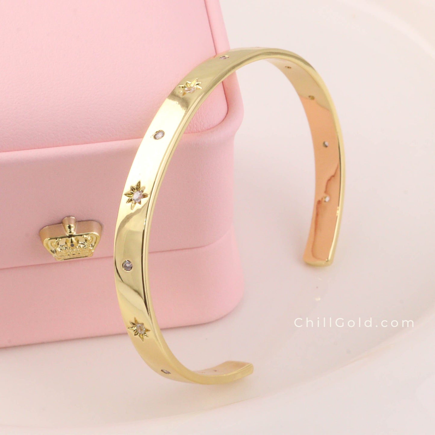 Micro Pave Cubic Zirconia Star Cuff Bangle