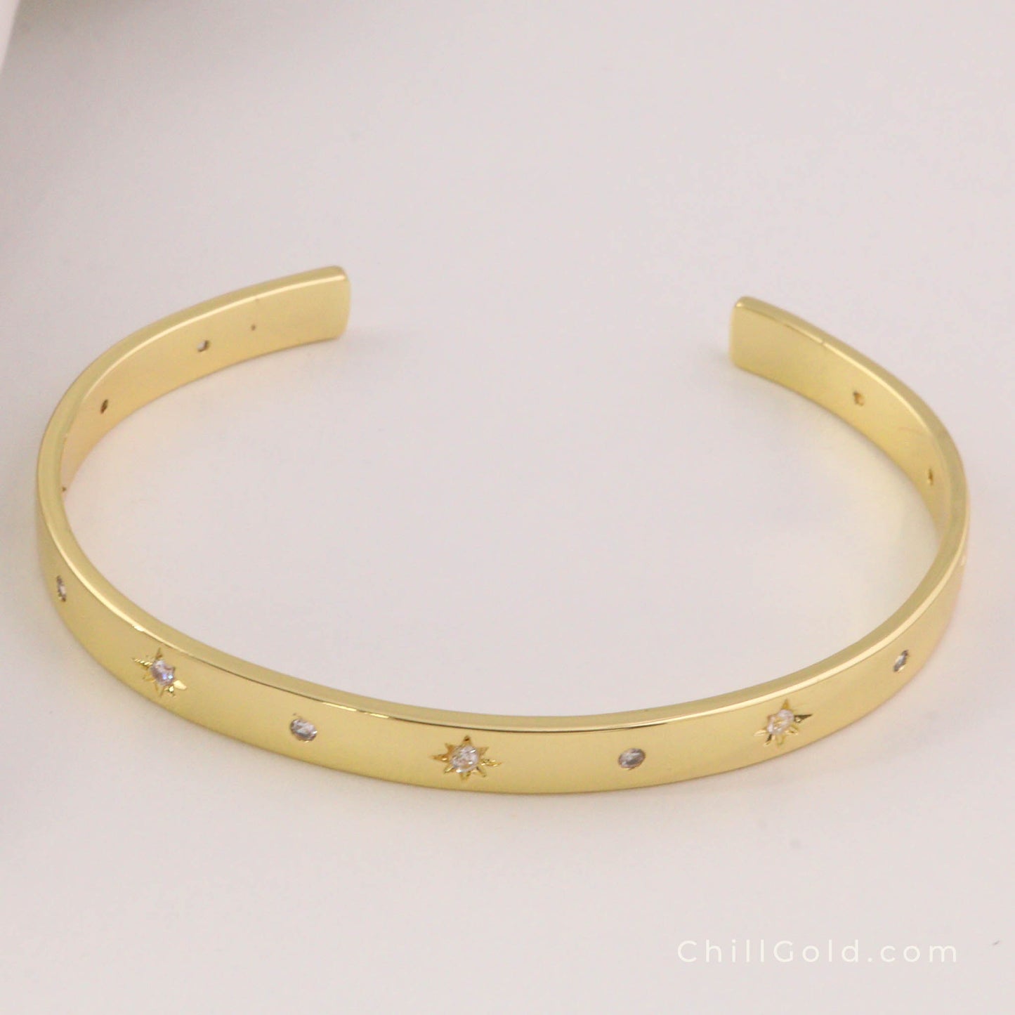 Micro Pave Cubic Zirconia Star Cuff Bangle
