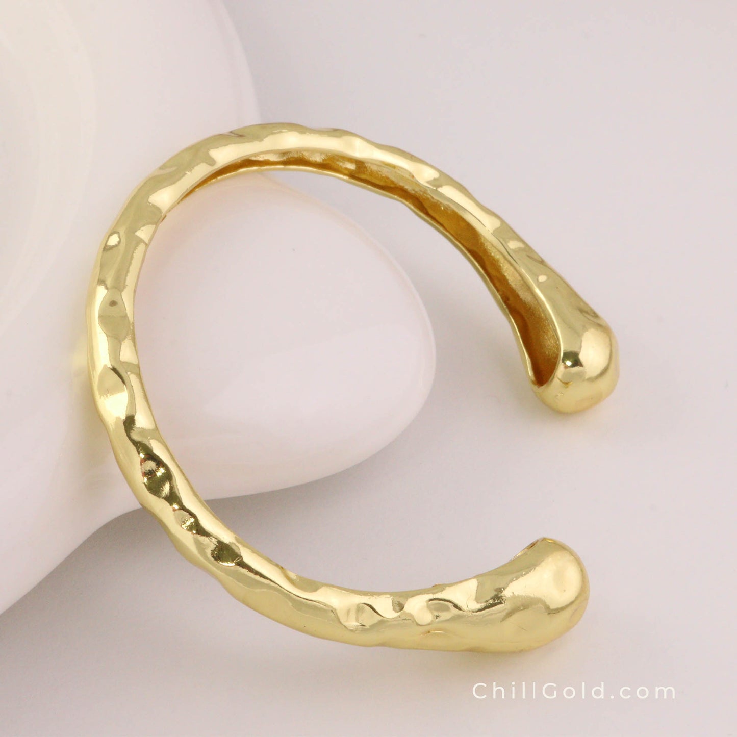 Rack Plated Brass Textured Open Cuff Bangle