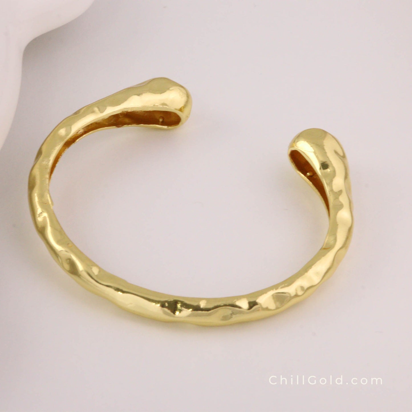 Rack Plated Brass Textured Open Cuff Bangle