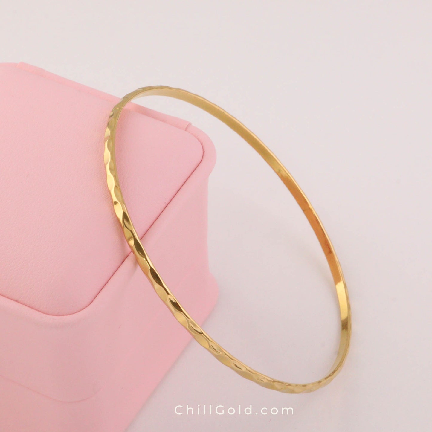 Gold Plated Ripple Buddhist Bangle