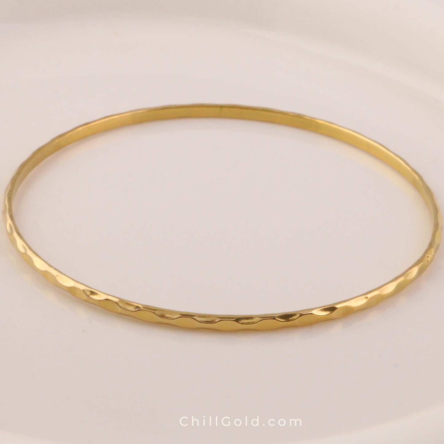 Gold Plated Ripple Buddhist Bangle