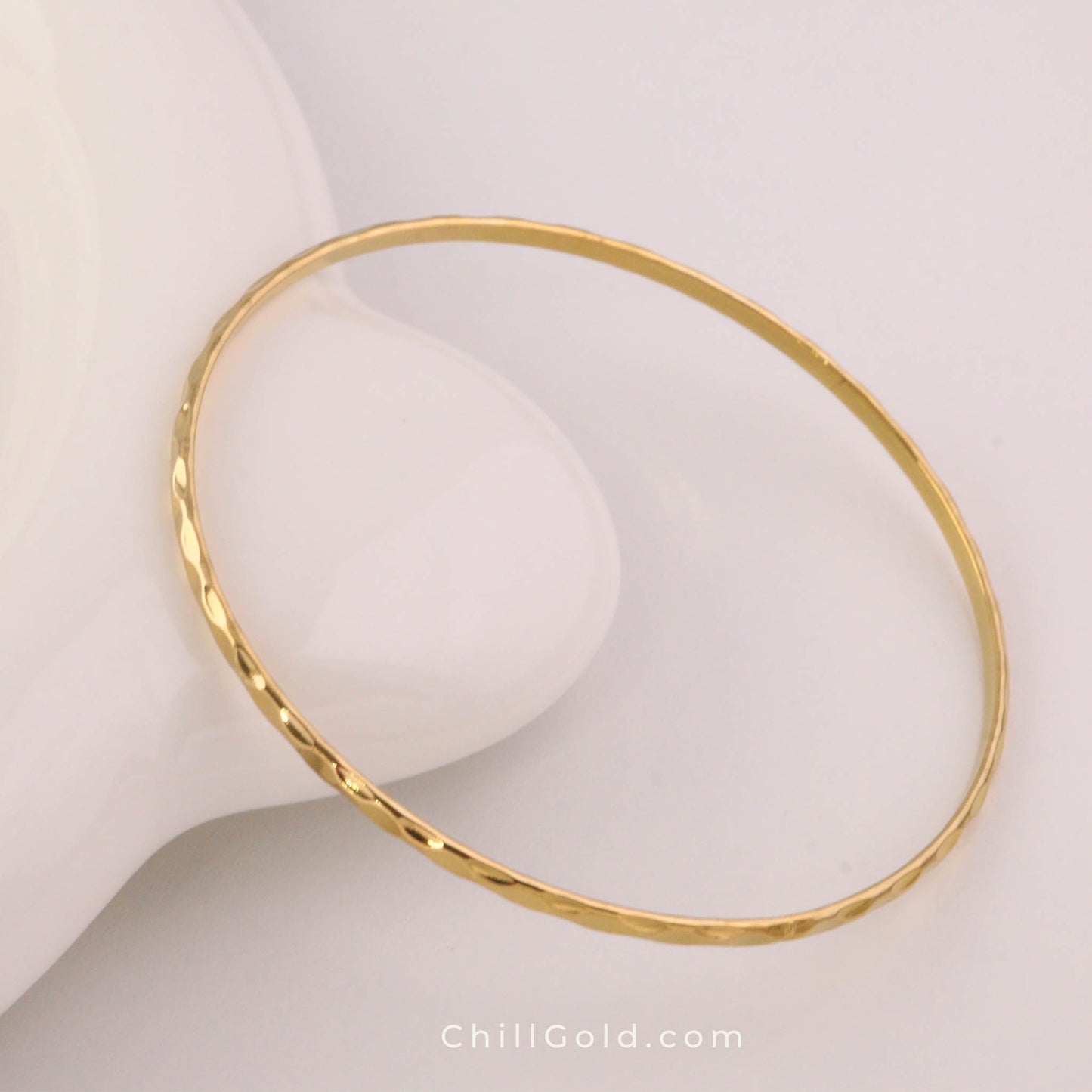 Gold Plated Ripple Buddhist Bangle