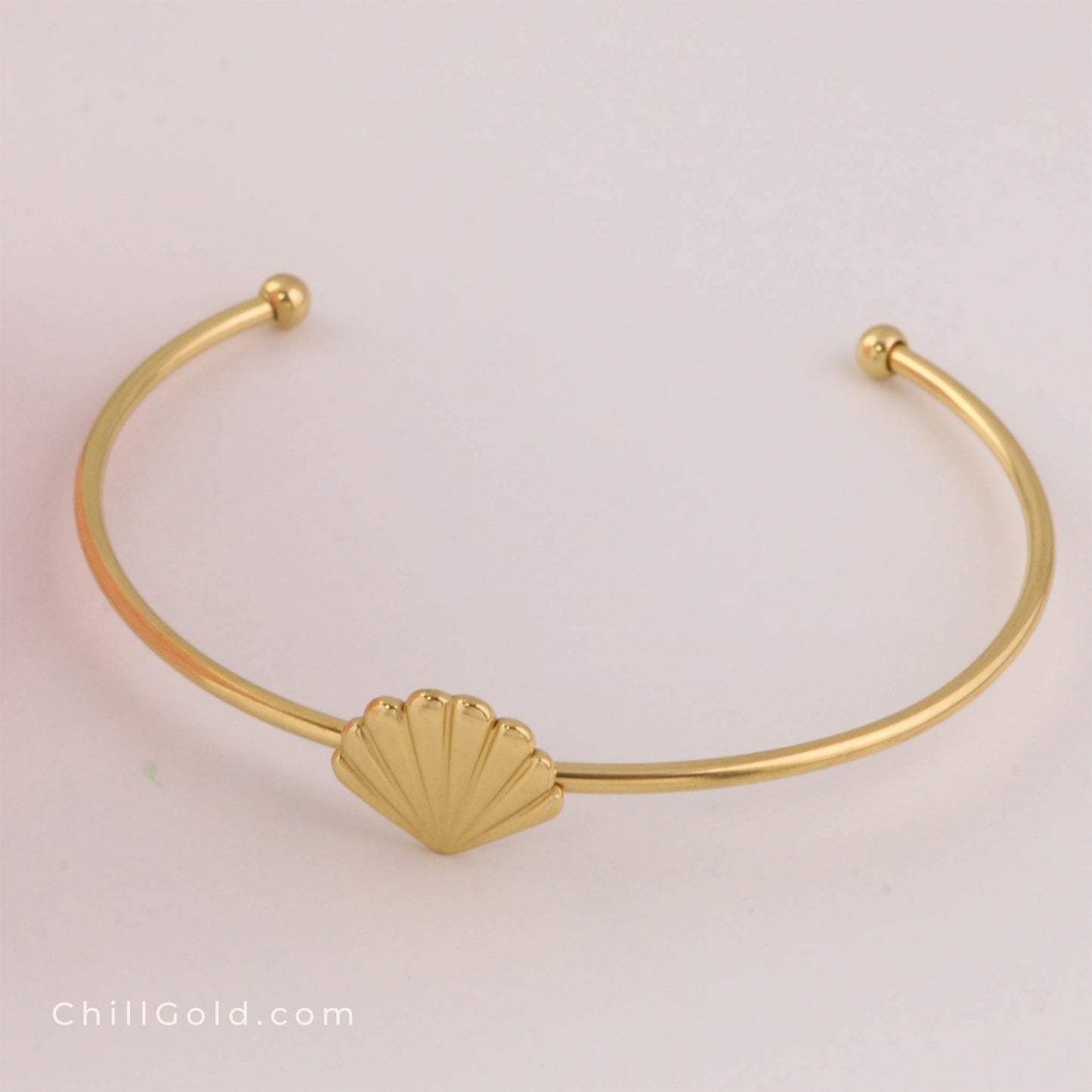 Minimalist Shell-Shaped Torque Cuff Bangle