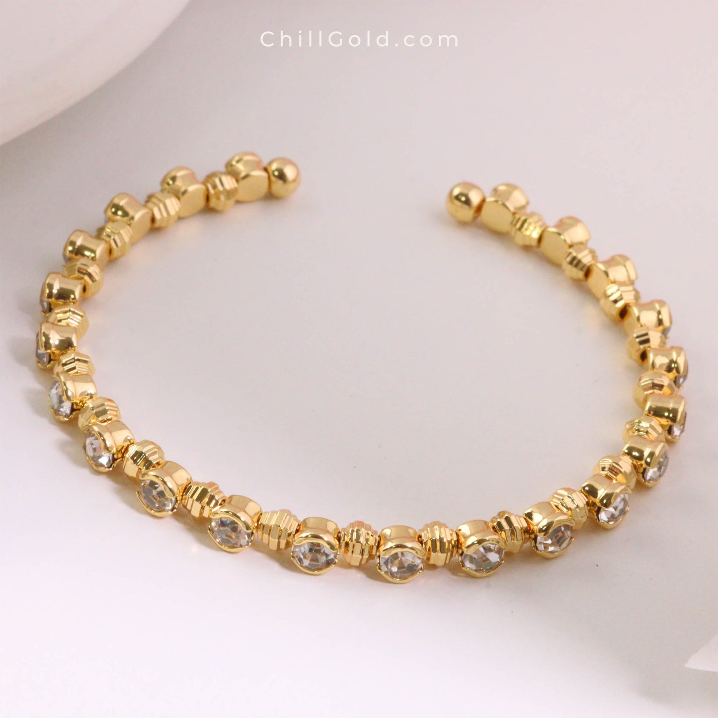 Zircon Beaded Open Bangle