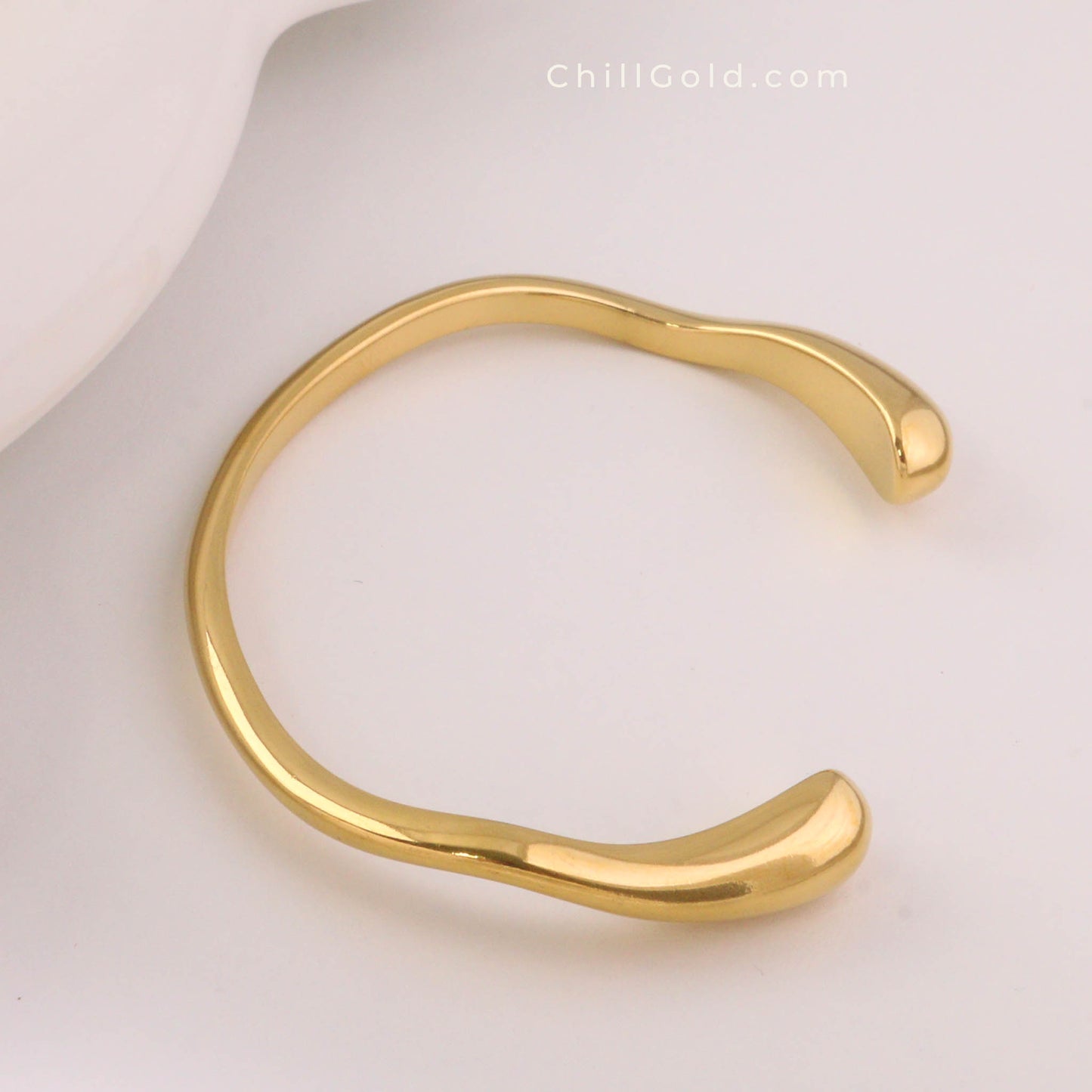 Irregular Teardrop Open Bangle