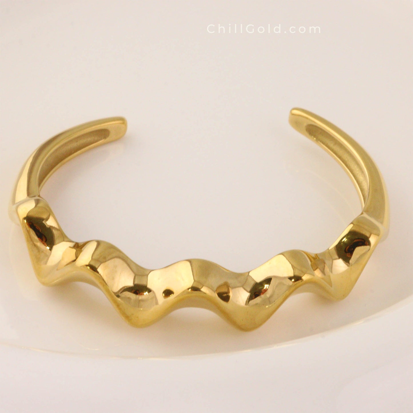 Irregular Wavy Open Cuff Bracelet