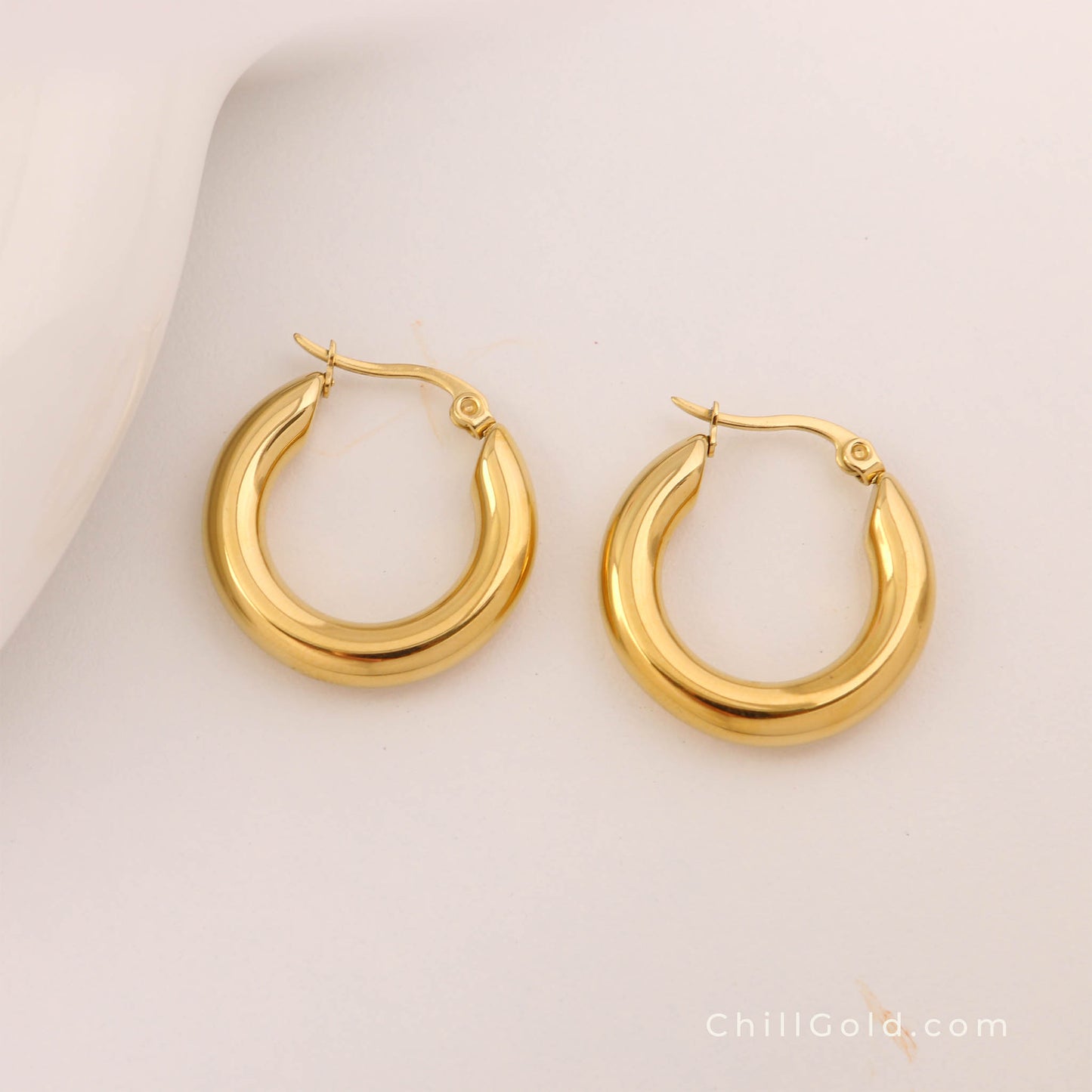 18K Gold Plated Chunky Hoop Earrings