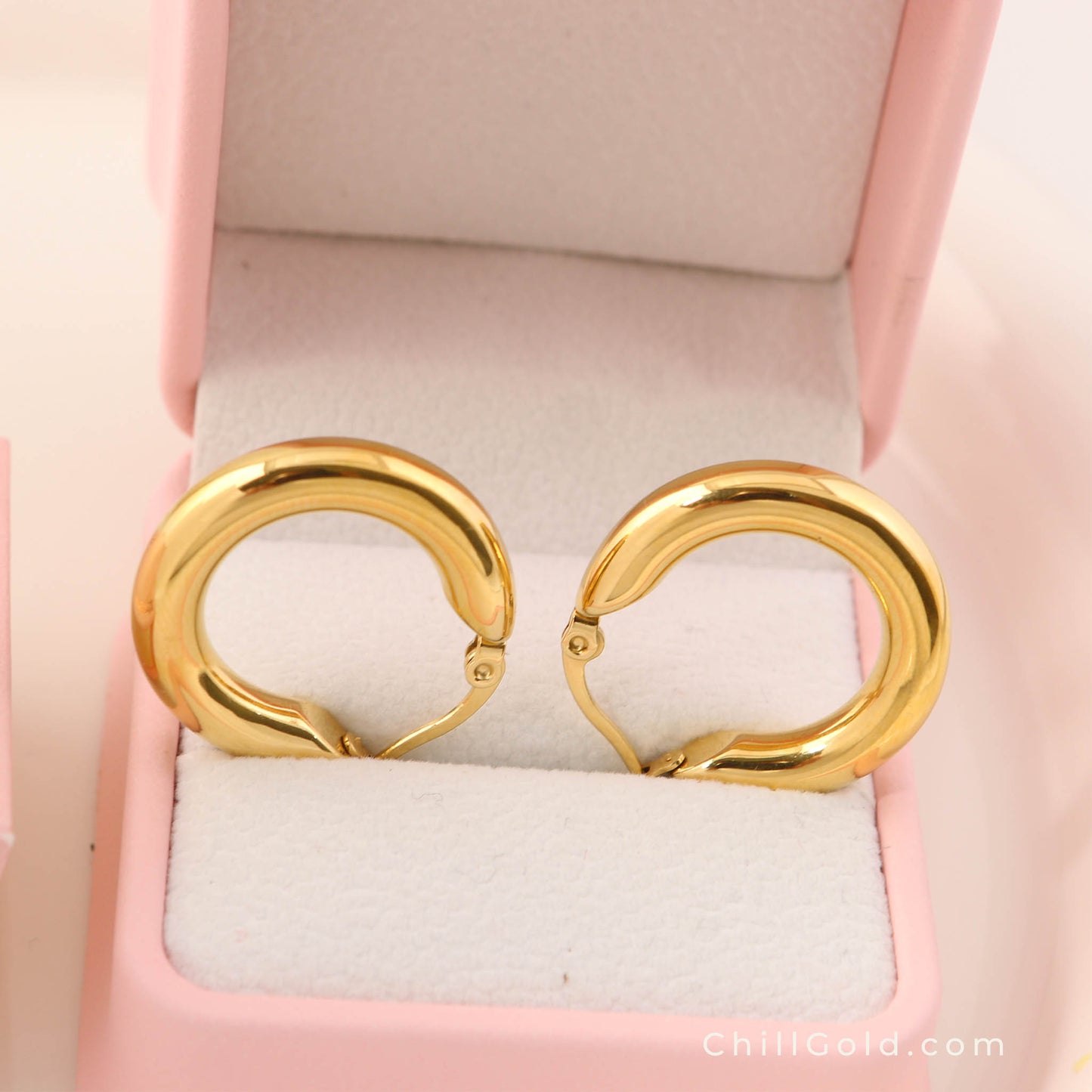 18K Gold Plated Chunky Hoop Earrings