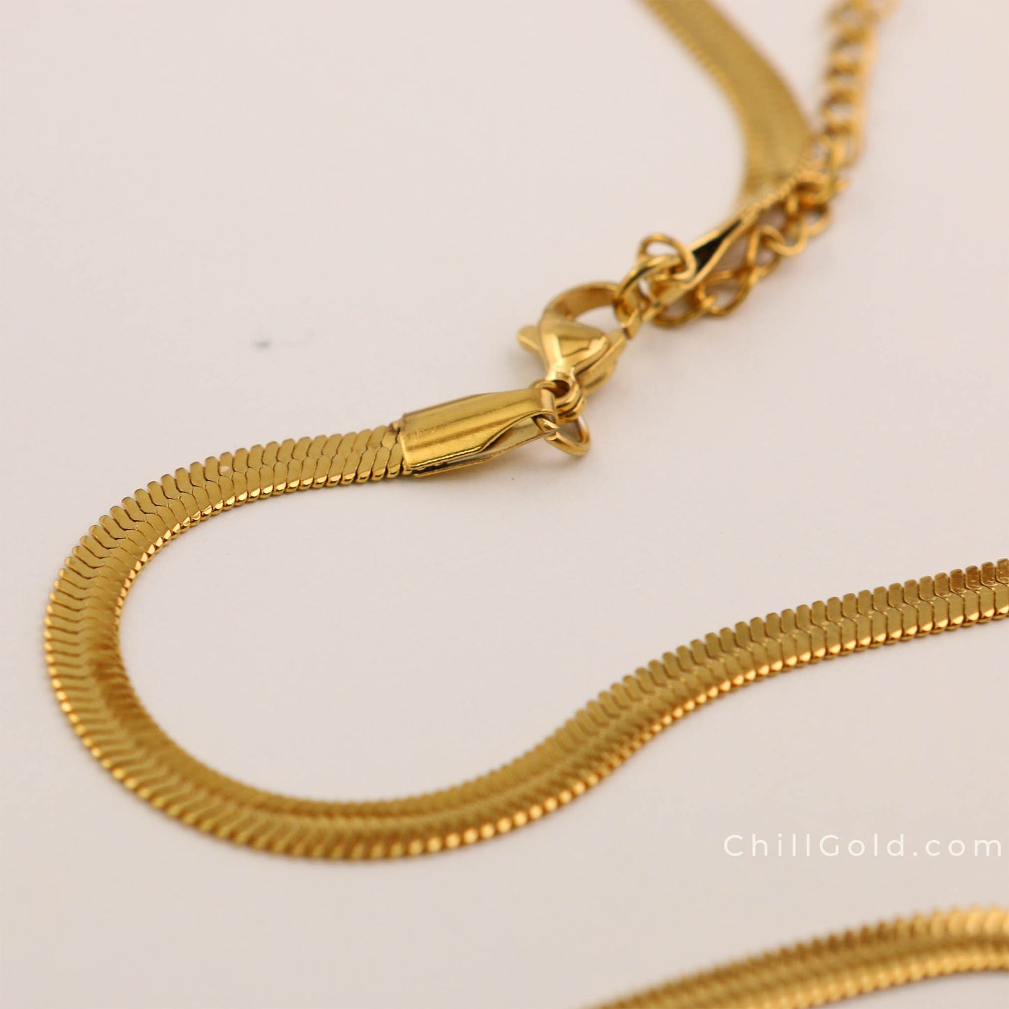 Gold Herringbone Chain Necklace