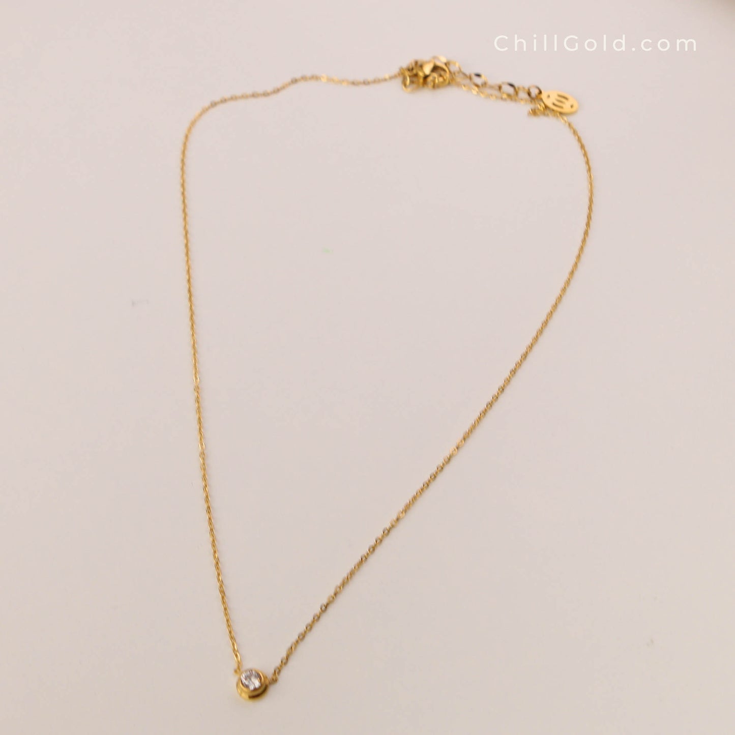 18K Gold Plated Solitaire Zirconia Necklace