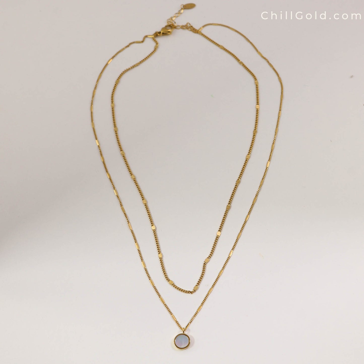 18K Gold Plated Layered White Shell Necklace