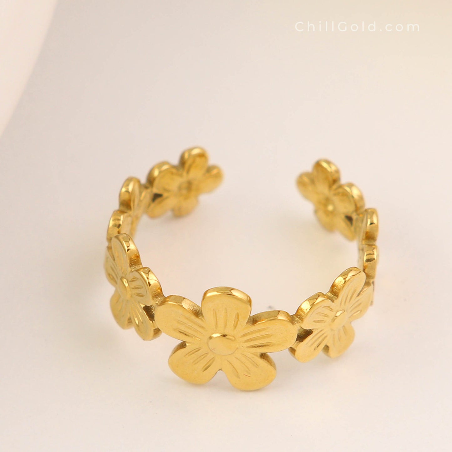 18K Gold Plated Daisy Chain Ring