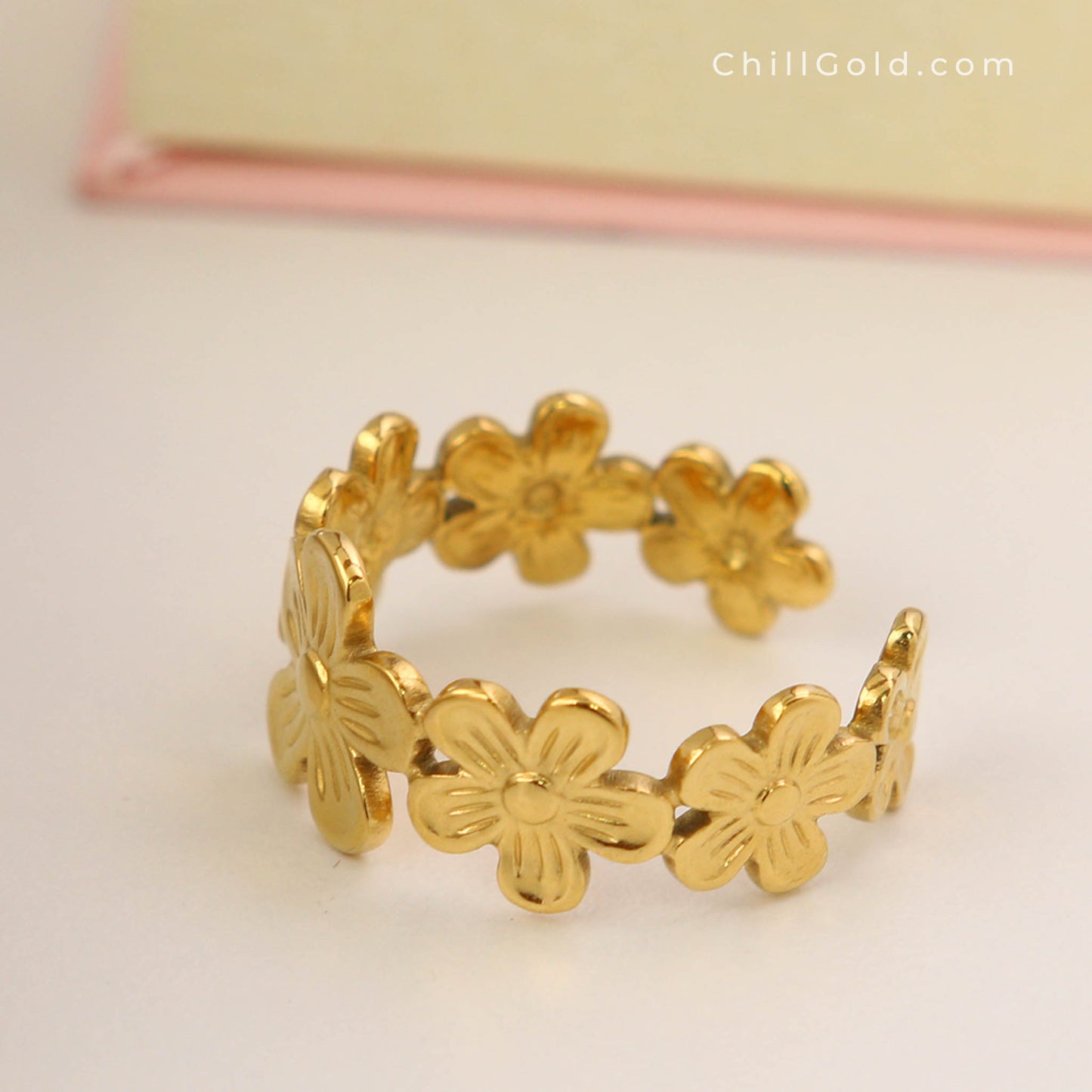 18K Gold Plated Daisy Chain Ring