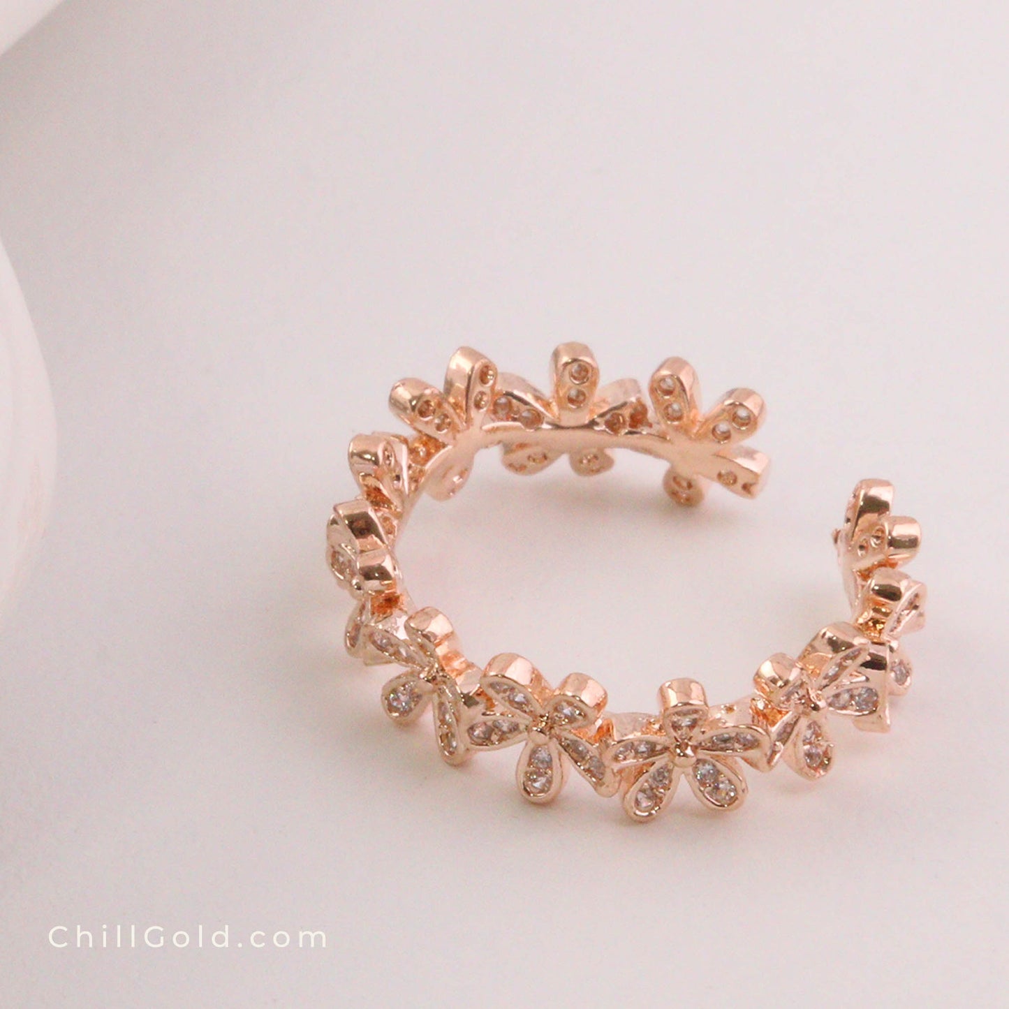 18K Rose Gold Plated Daisy Open Ring