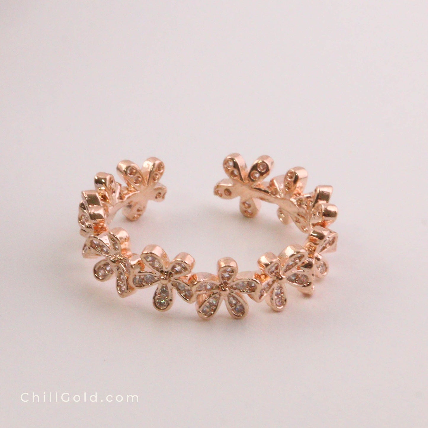 18K Rose Gold Plated Daisy Open Ring