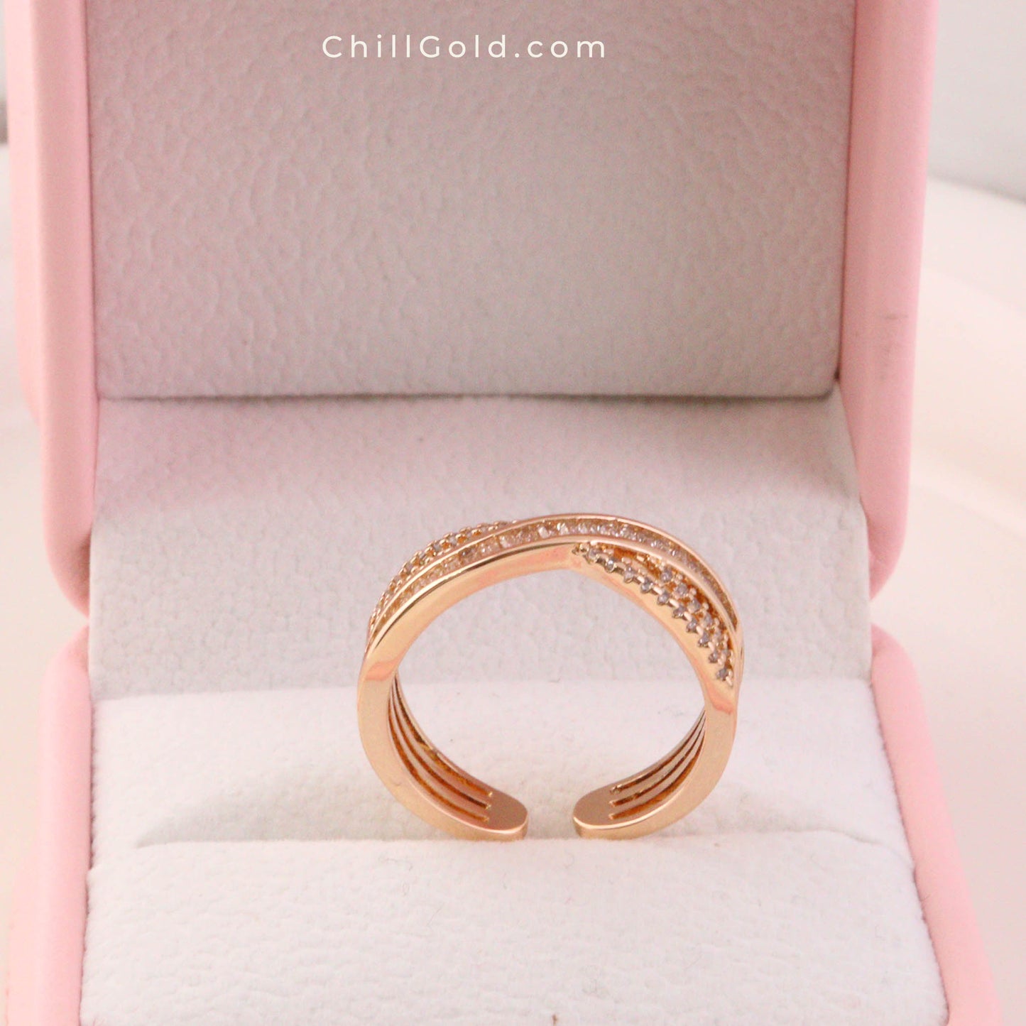Light Luxury Cross Open Ring - 14K Gold Plated Adjustable Design