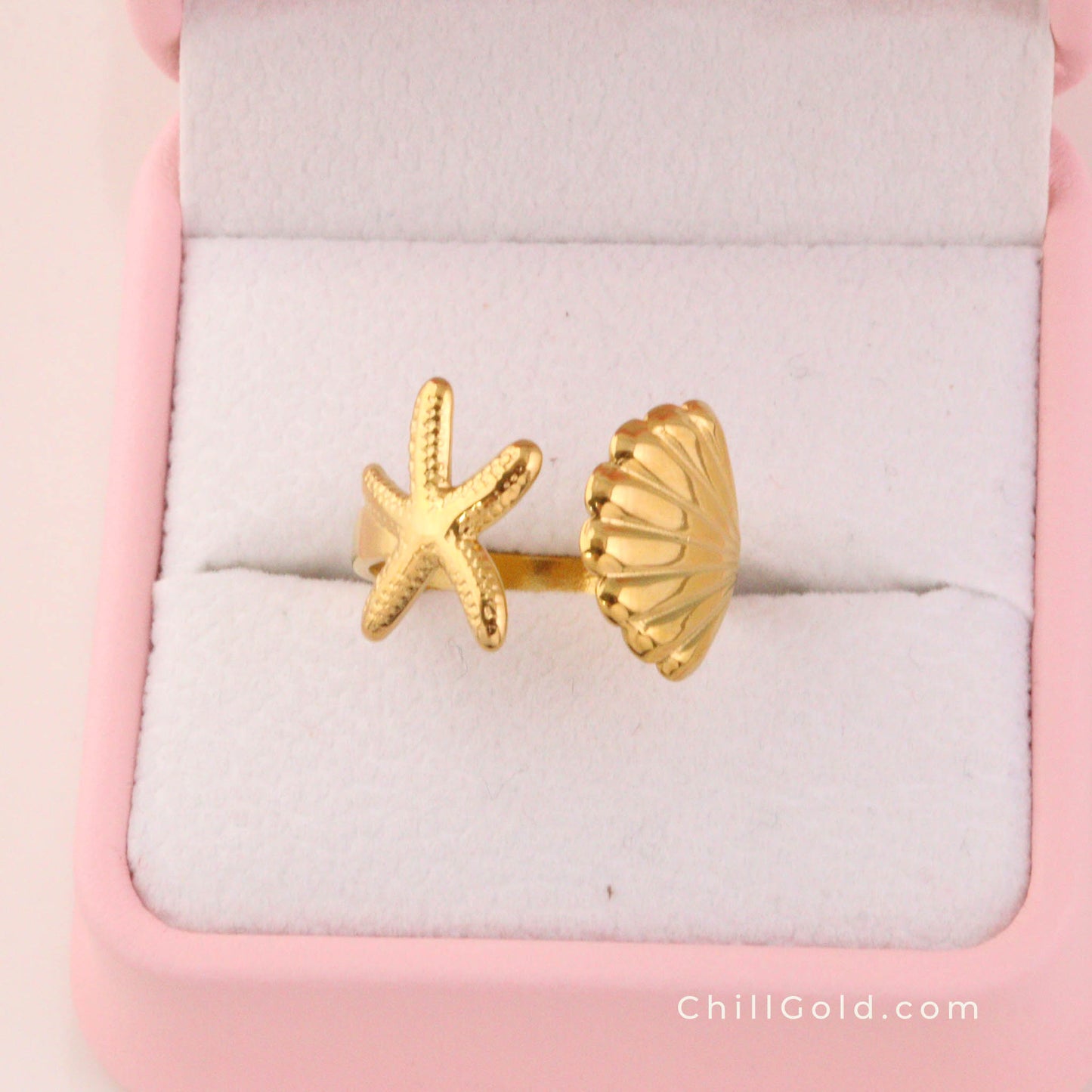 Ocean Series Starfish and Shell Open Rings
