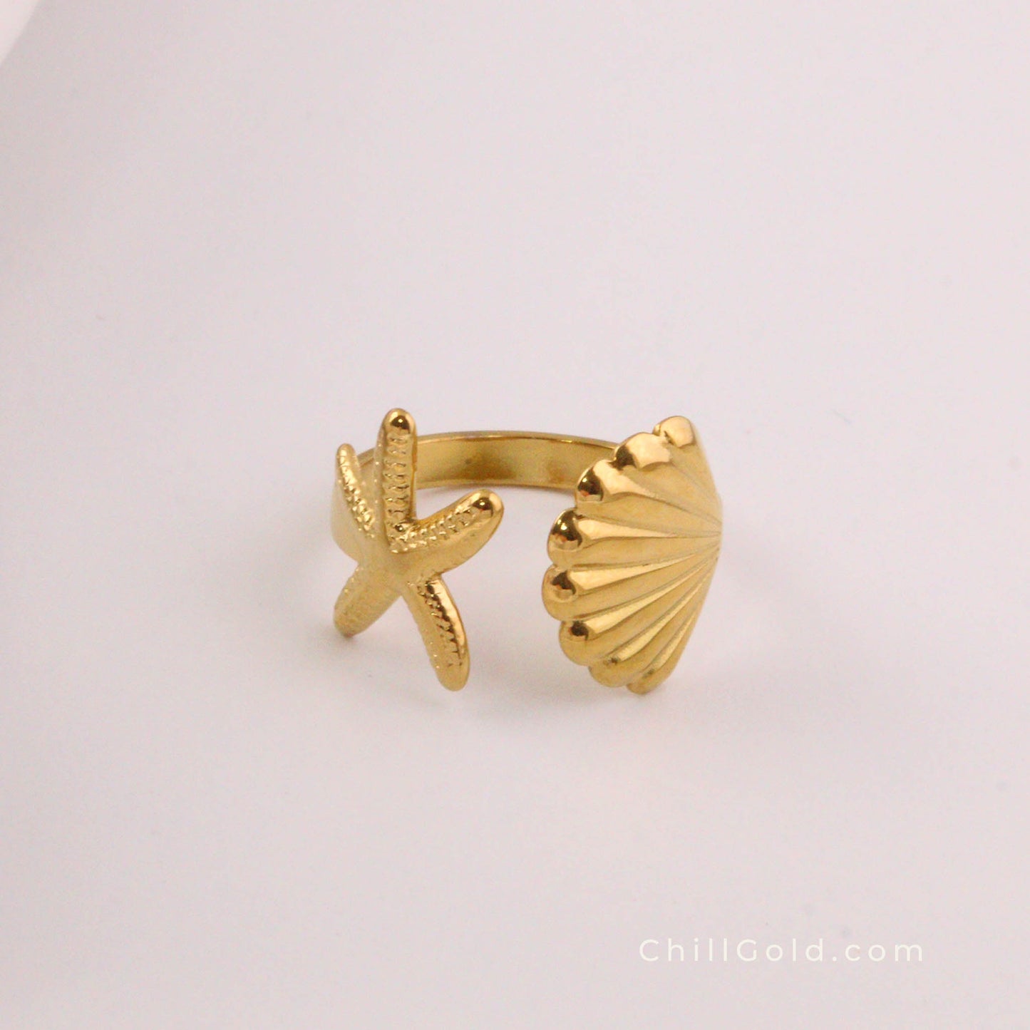 Ocean Series Starfish and Shell Open Rings