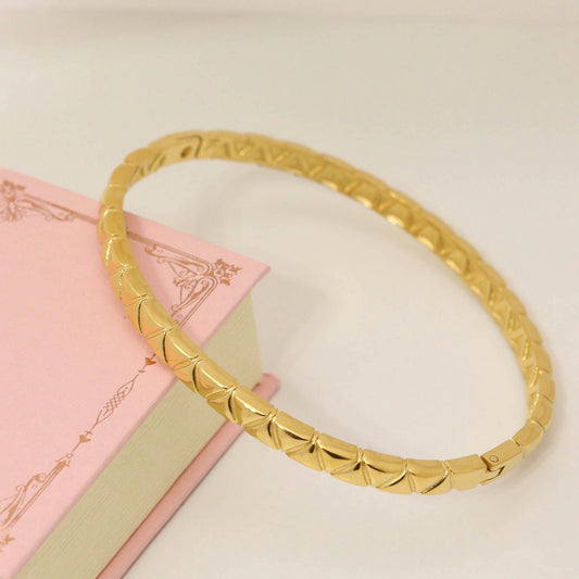 Real 14K Gold Plated Prism Bangle