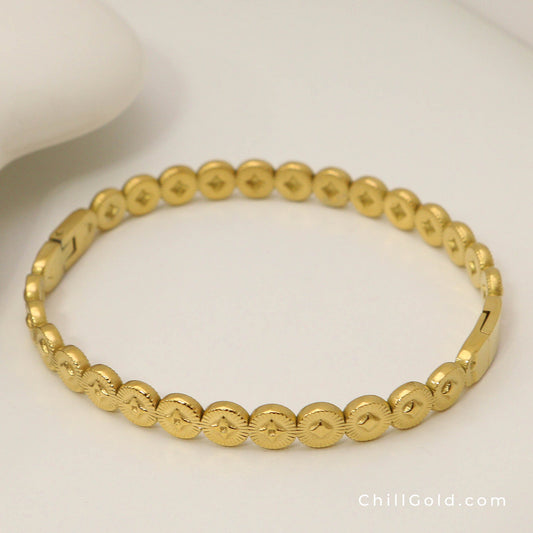 Real 14K Gold Plated Sunburst Bangle