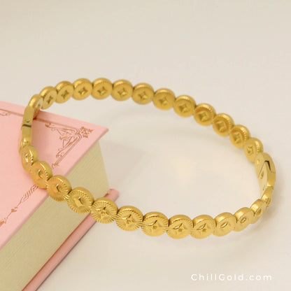 Real 14K Gold Plated Sunburst Bangle