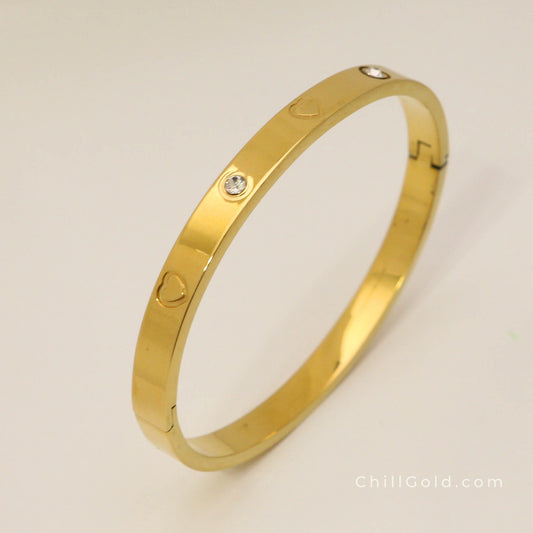 Heart & Rhinestone Bangle
