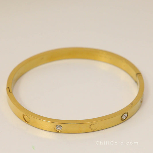 Heart & Rhinestone Bangle