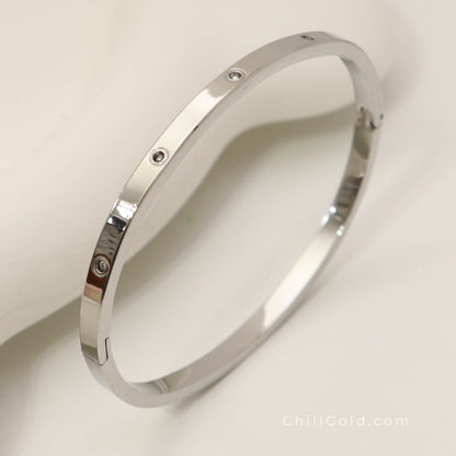Real 18K Gold Plated Rhinestone Bangle