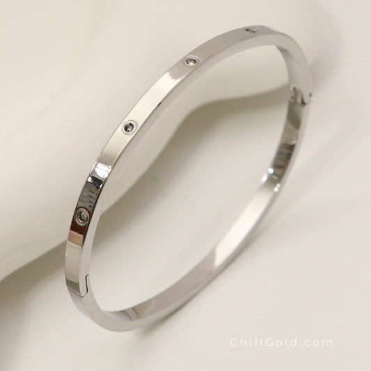 Real 18K Gold Plated Rhinestone Bangle