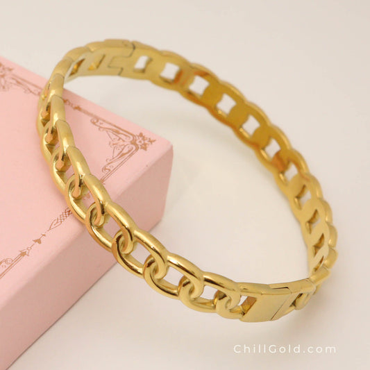 Golden Links Hinged Bangle