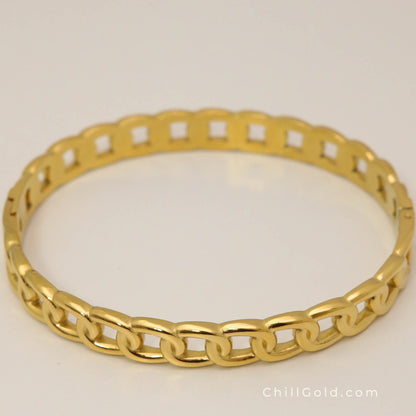 Golden Links Hinged Bangle