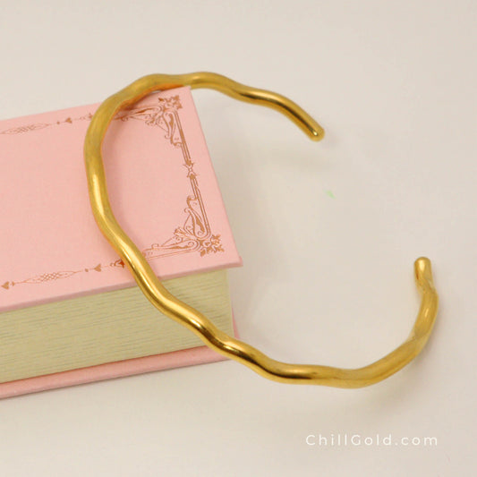 18K Gold Plated Wavy Cuff Bangle