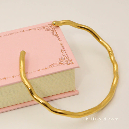 18K Gold Plated Wavy Cuff Bangle