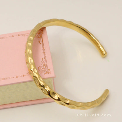 Artisan Stackable Hammered Gold Plated Bangle